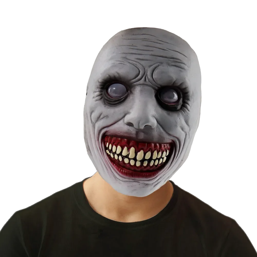 

Ужас улыбающаяся маска демона косплей зло половина лица латексные маски Хэллоуин платье маскарадный костюм реквизит