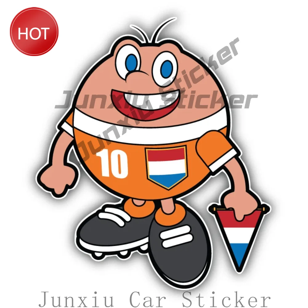 Cartoon Netherlands Soccer Player Mascot Sticker Eye Catching Design For Car Bumper Express Your Style Decal Auto Accessories