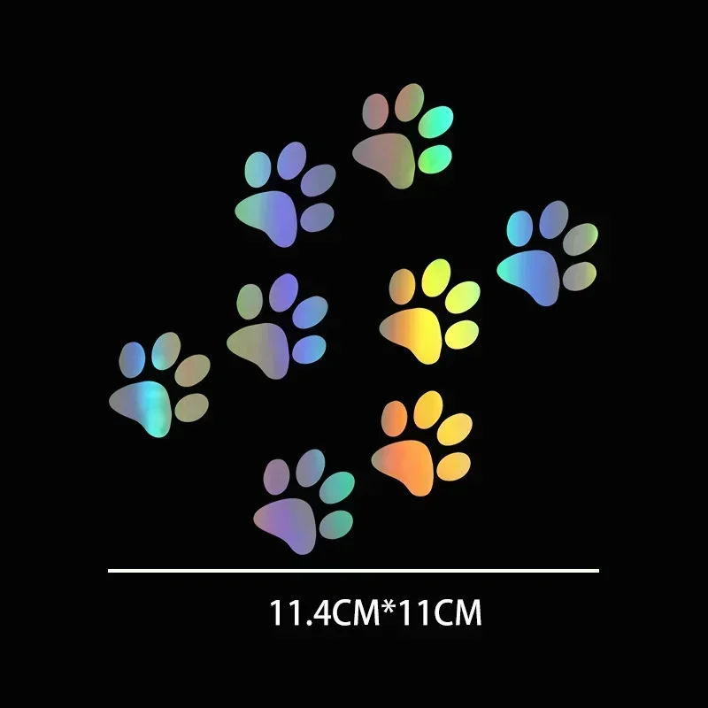 11.4x11cm Dog Cat Paw Print Funny Motorcycle Reflective Vinyl Sticker Decal Car Bumper Fuel Tank Window Rear Decal