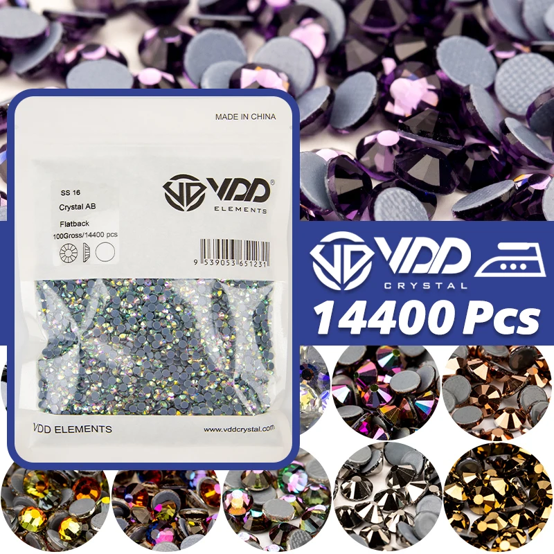 VDD 14400Pcs Bulk Wholesale High Quality Glass Rhinestones Crystal Hot Fix Flatback Glitter Strass Stones For DIY Fabric Clothes