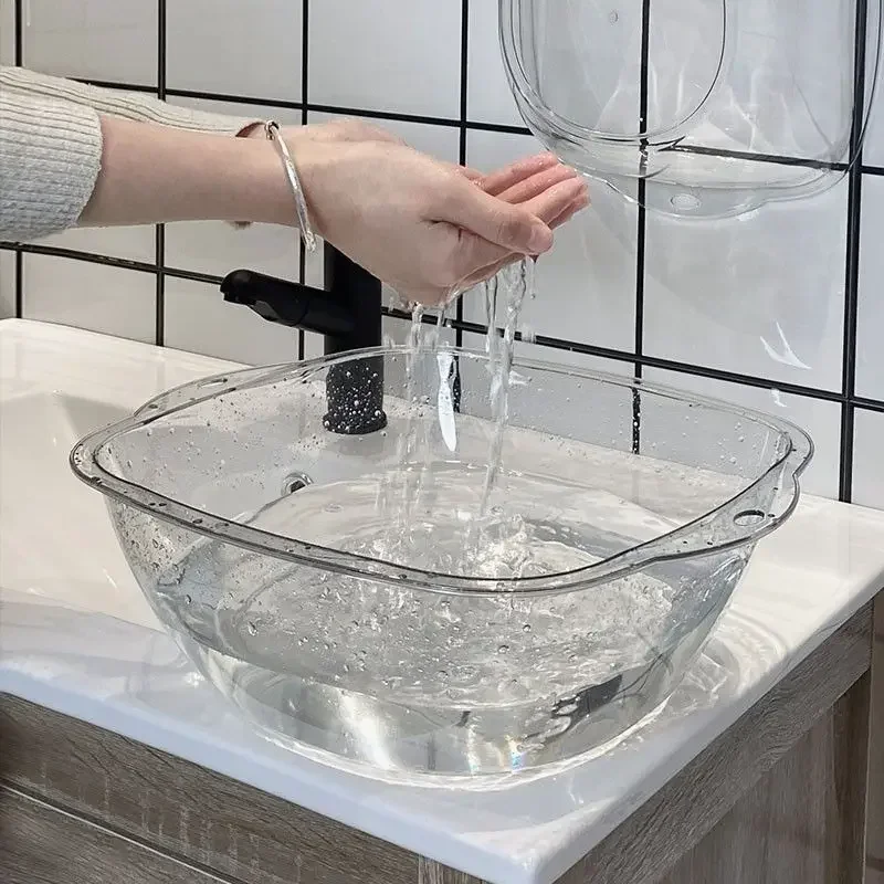 

Transparent Acrylic Wash Basin, Thickened Household Washbowl, Student Dormitory Plastic Basin, Lovely Ins Style Wash Basin