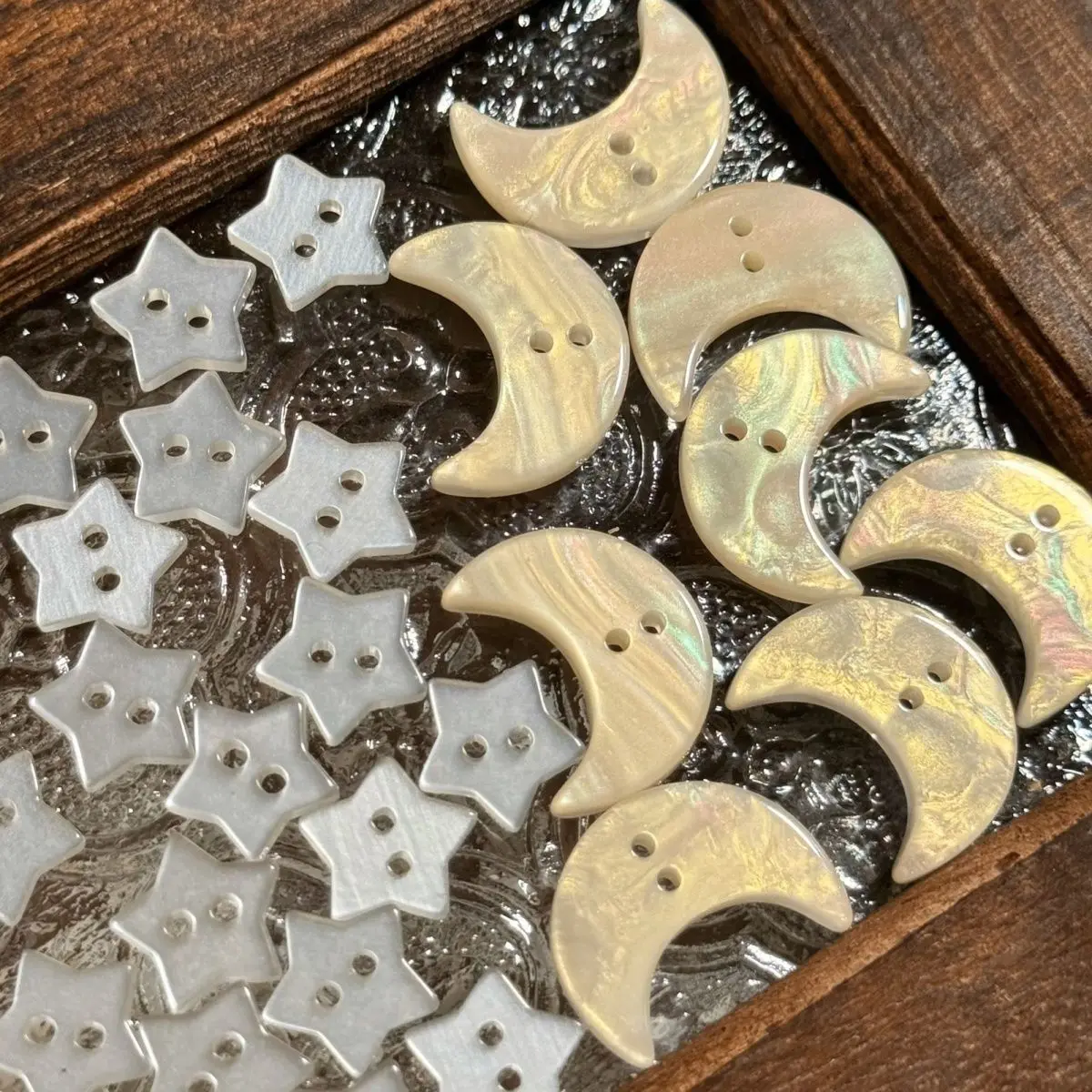 5-20pc Half Transparent Star Moon Button Pearl Resin 2-Hole Cute Handmade Clothing Hair Ring Decoration DIY Scrapbook Accessorie