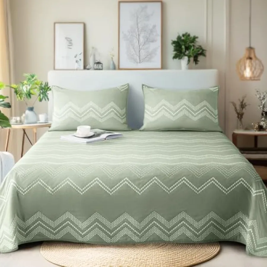 

Легкий хлопковый комплект покрывал и накидок на кровать – дышащее летнее постельное белье в стиле фермерского шика, соответствующего размеру Queen/King