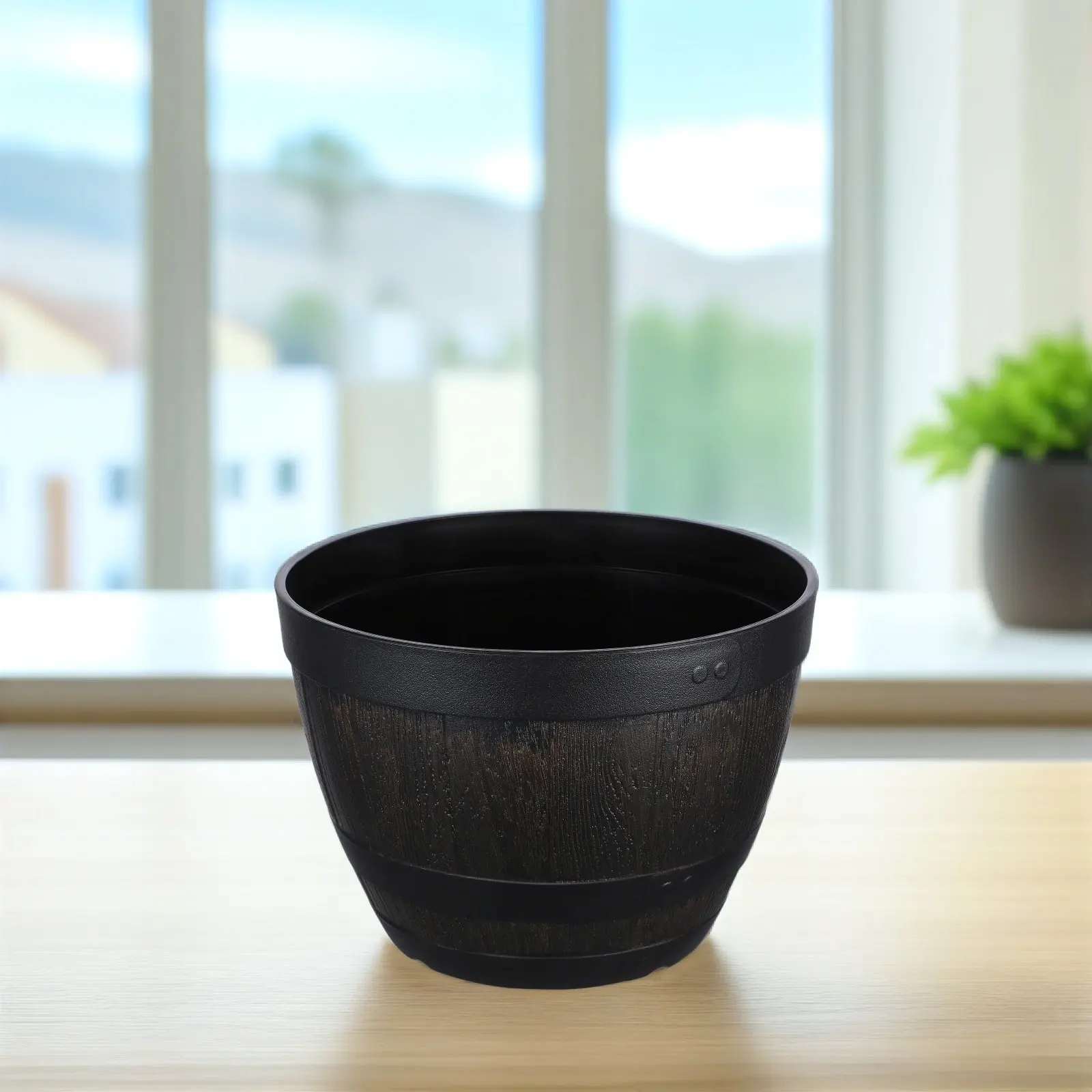 

Винтажное кашпо в форме деревянной бочки, ретро-ведро из пластика для сада, балкона, офиса, декоративный горшок для суккулентов