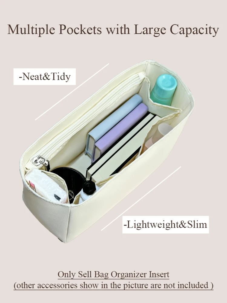 Nylon Purse Organizer Insert Fit for Loewe Cubi Anagram Handbag Small Inside Bag Organizer Insert Slim Inner Liner Bag Organizer