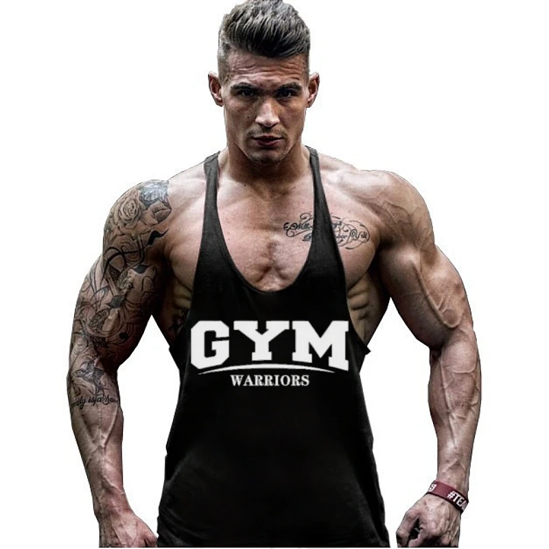 Gym Warrior - Themed Sports Men's Stringer Vest - Fitness, Intensive Training and Sports Enthusiast Style Gym Sleeveless Top