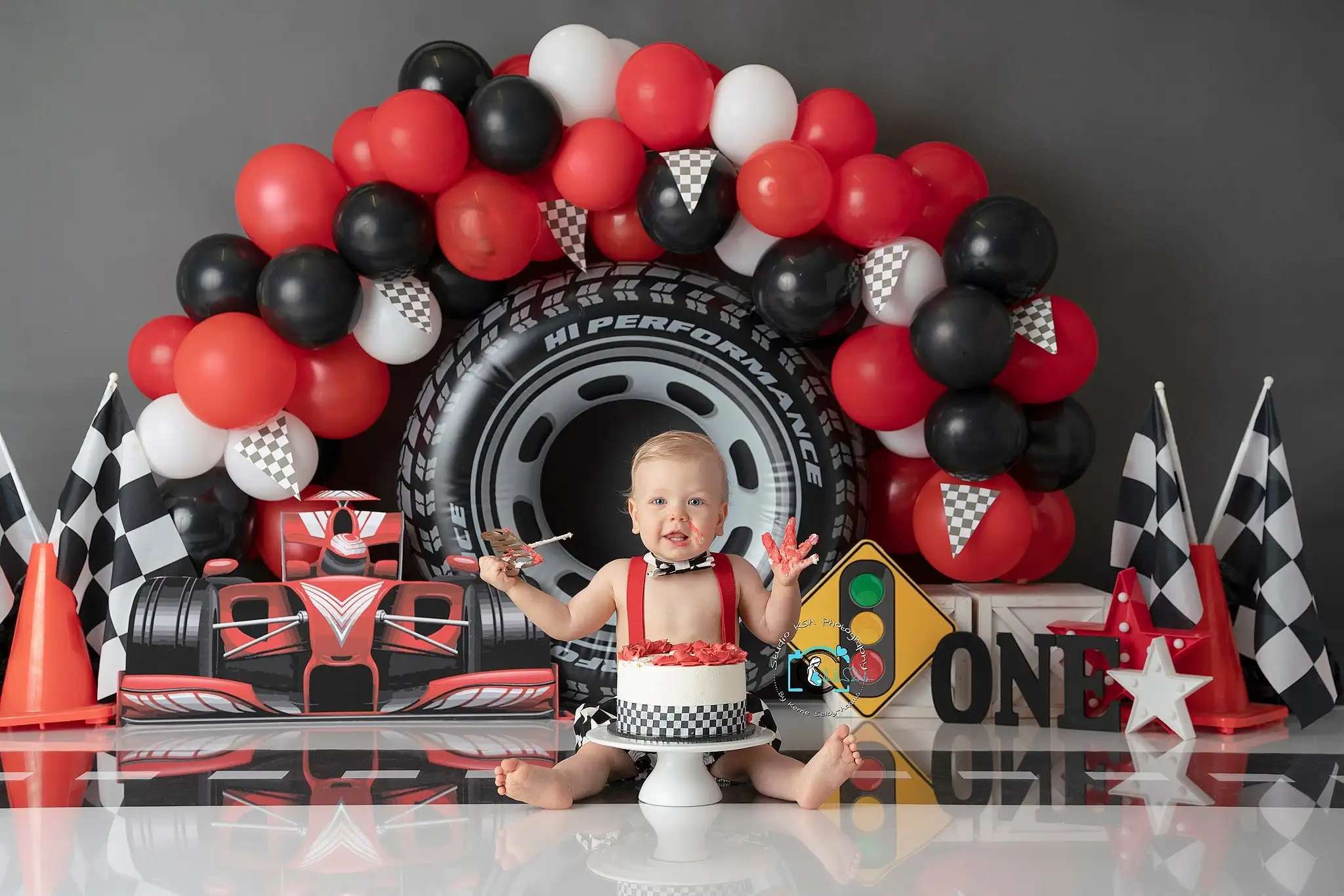 Fondo de carreras de fórmula pastel Smash niños adultos fotografía accesorios niño bebé globo arco Racer decoraciones foto telones de fondo