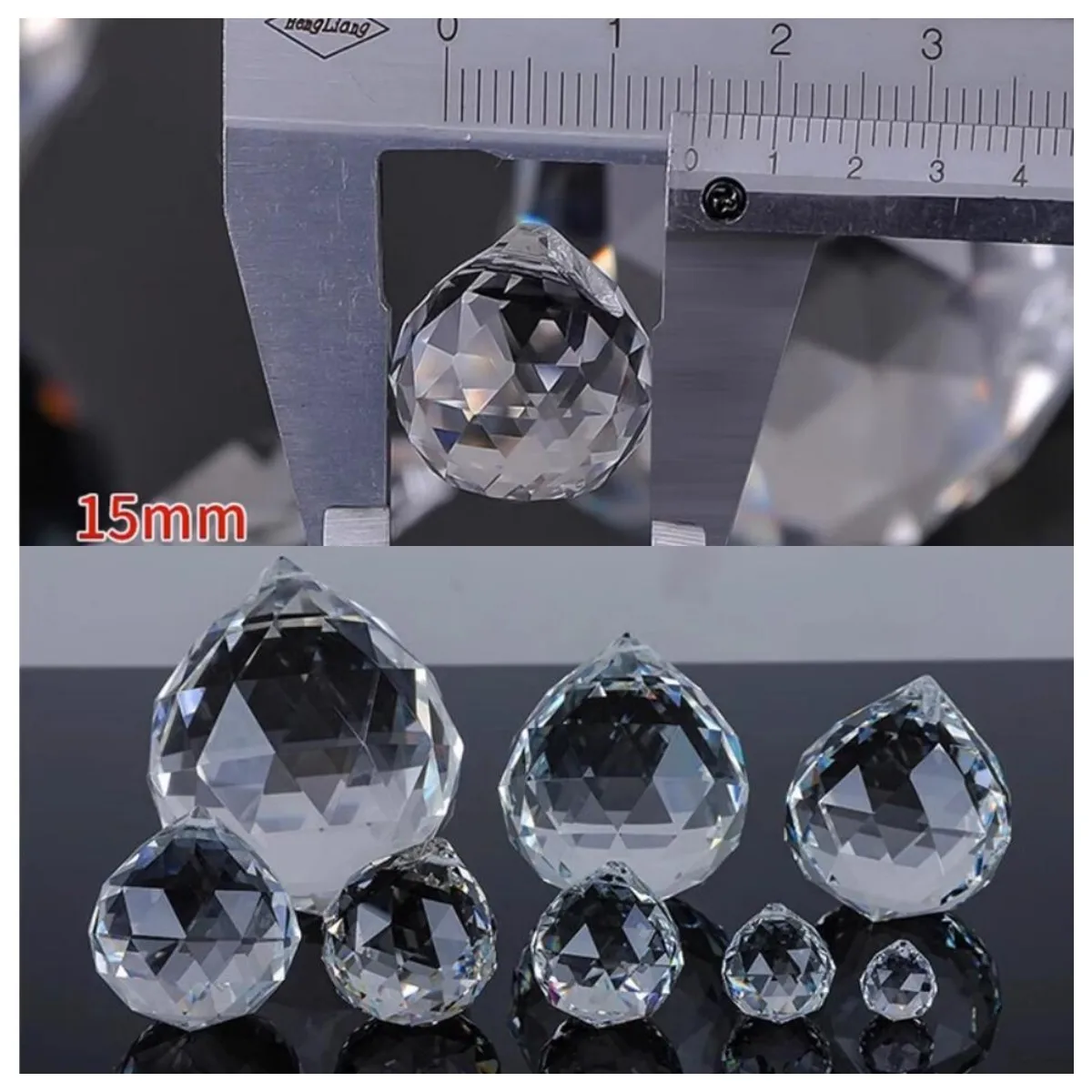 Camal 10PCS 15MM K9 Crystal Ball Clear Prisms Pendants Suncatcher Chandelier Lighting Lamp Parts Curtain DIY Hanging Ornament