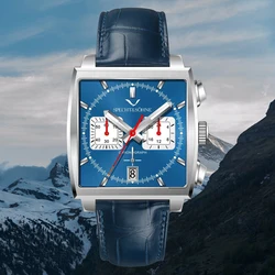 Luxury Brand Specht&Sohne Classic Men's Wrist Watch Stainless Steel Blue Strap Waterproof Luminous Functional Male Sport Watches