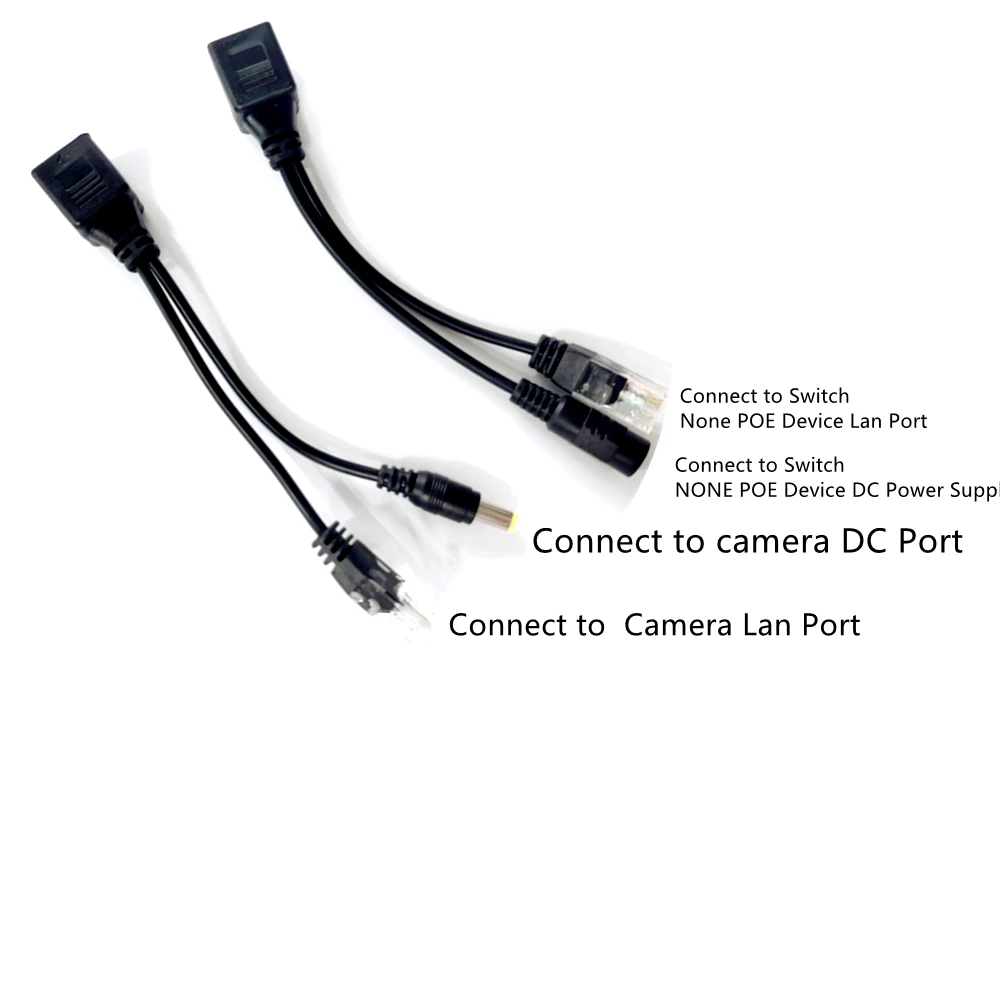 2/5/10Pairs POE Cable Passive Power Over Ethernet Adapter POE Splitter RJ45 Injector Power Supply Module 12-48v For IP Cameras