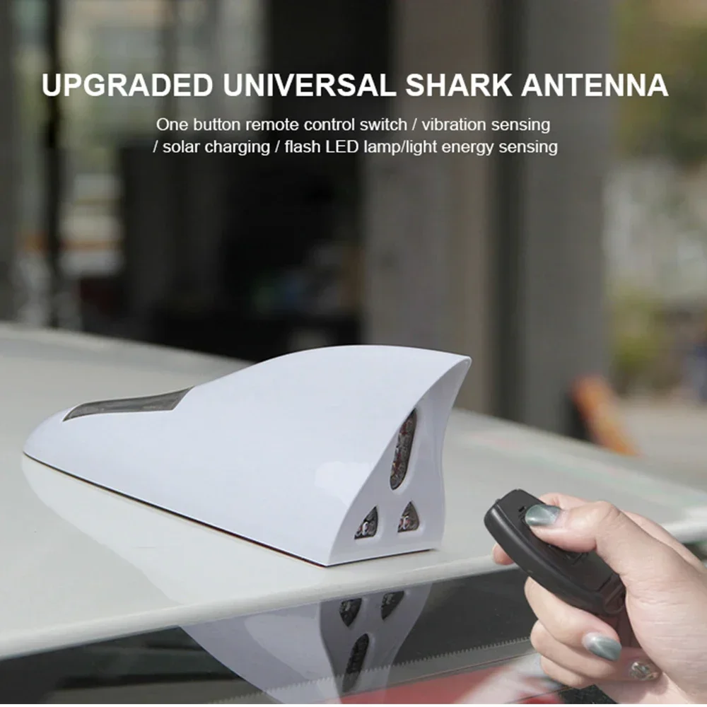 

Car Solar Warning Lights Universal Shark Fin Antenna Light LED Anti Collision Light Automobile Modeling Decorating Accessories