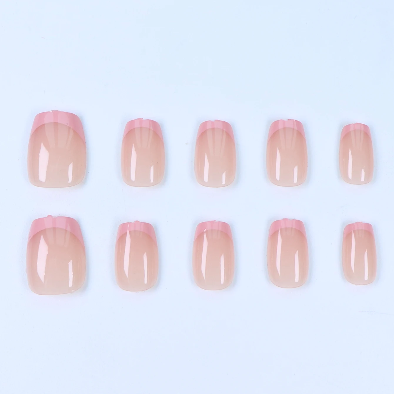 10pcs Instantly Upgrade Your Look White French short square false nail set 1pc Nail File & 1Nail Glue Sticker Kit Nails