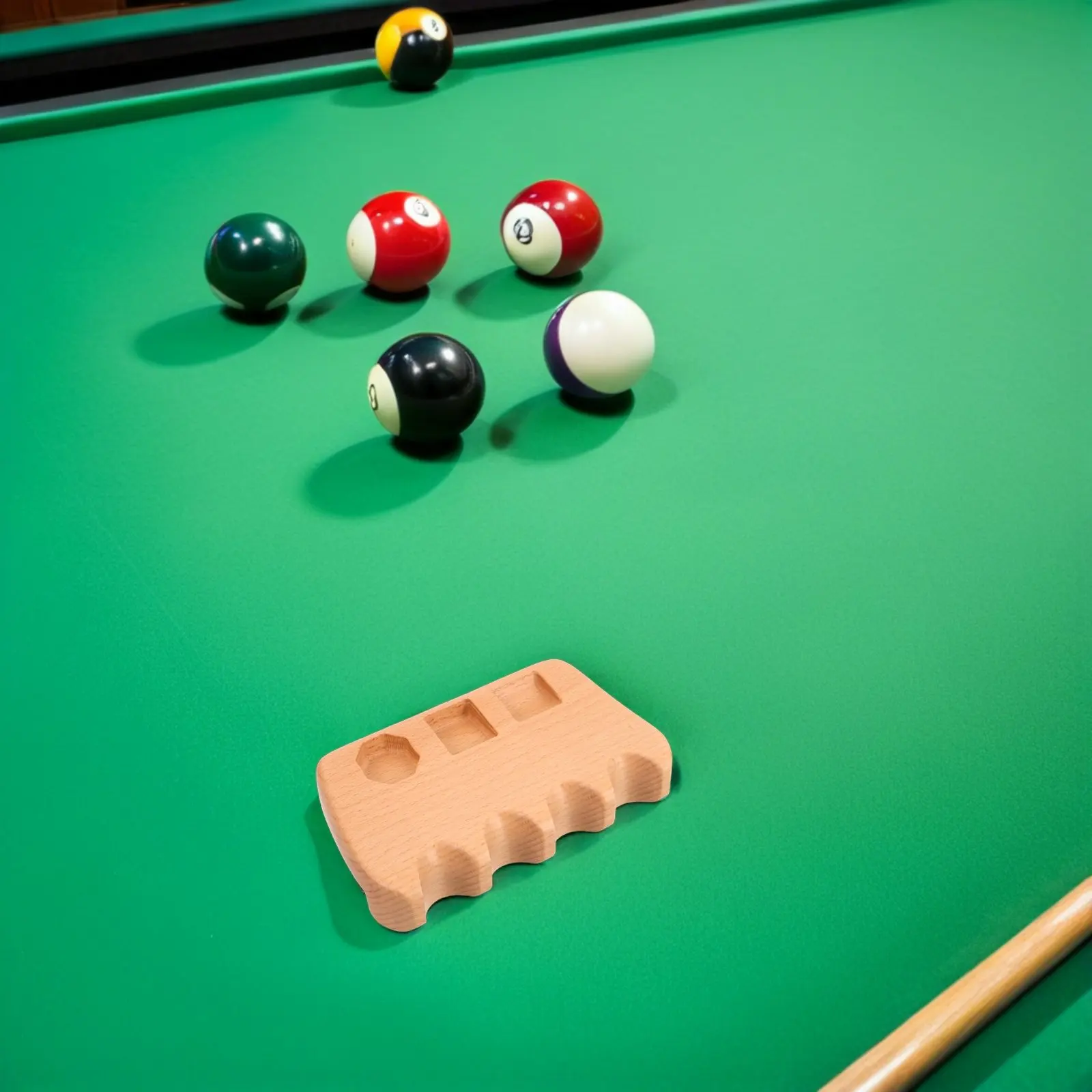 

4-Slot Solid Wood Pool Cue Holder Rack Compact Stable Billiard Stick Organizer for Home Entertainment and Commercial Pool Tables