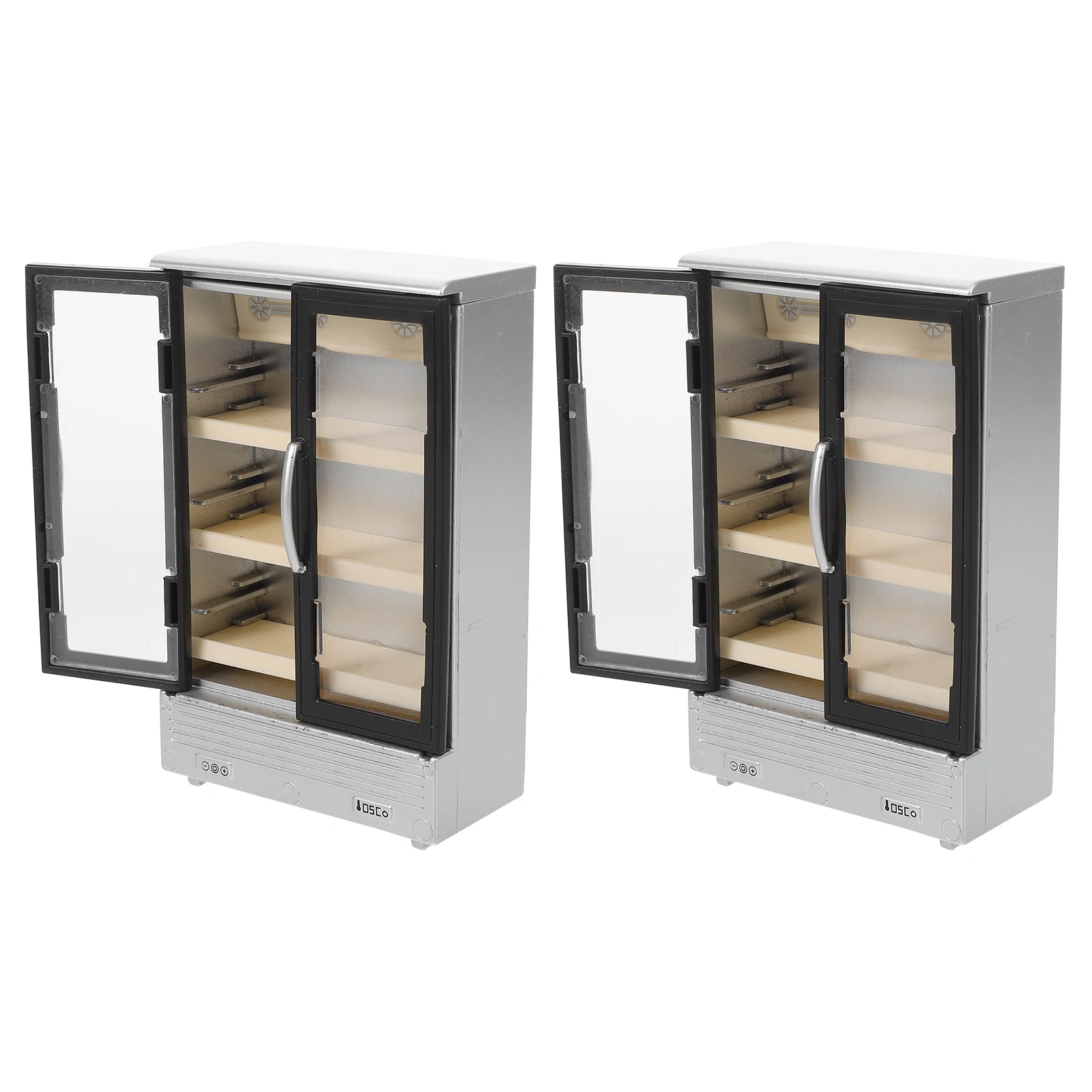 2 ชิ้นตู้เย็นขนาดเล็กเครื่องประดับบ้านตุ๊กตาของเล่นตู้เย็นเด็กวัยหัดเดินของเล่นน่ารักทิวทัศน์อุปกรณ์ประกอบฉากเฟอร์นิเจอร์