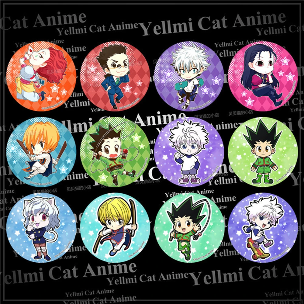 58mm Anime HUNTER×HUNTER CURARPIKT Killua Zoldyck‌ Leorio PaladiKnight Cosplay COSTUME Badge Pin SPTE Tinplate Brooch Prop Gilf﻿