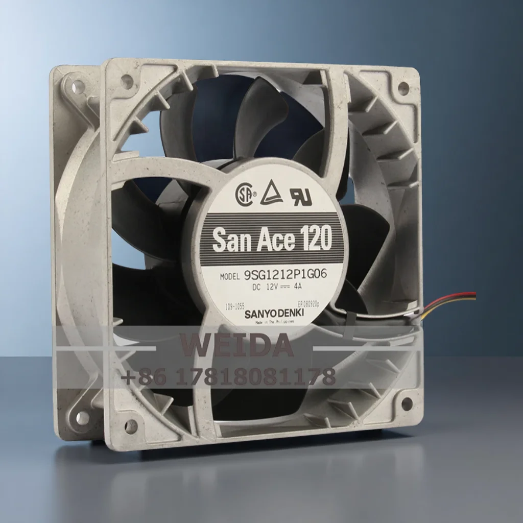 Case Cooling Fan Dual Ball for SANYO DC12V 4.0A 9SG1212P1G06 Large Capacity 12038 Centrifugal Exhaust Industrial 120X120X38mm
