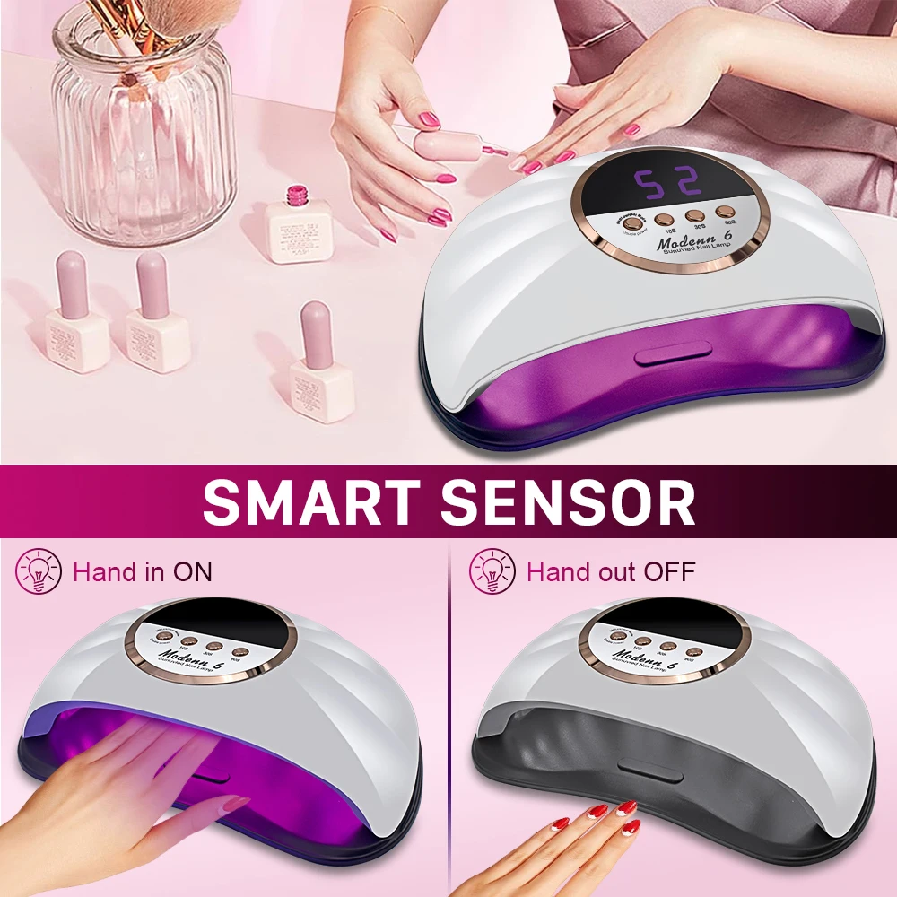 268W Double Hands UV LED Nail Lamp For Nail Professional Gel Polish Curing Drying Light With LCD Display Dryer Lamp Equipment