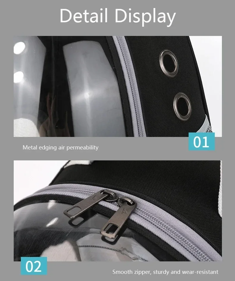 Atmungsaktiver Tragbarer Haustier-Rucksack Transparente Raumkapsel-Tasche für Katzen und Hunde - Haustiertransport mit Komfortgriffen – Detail 11