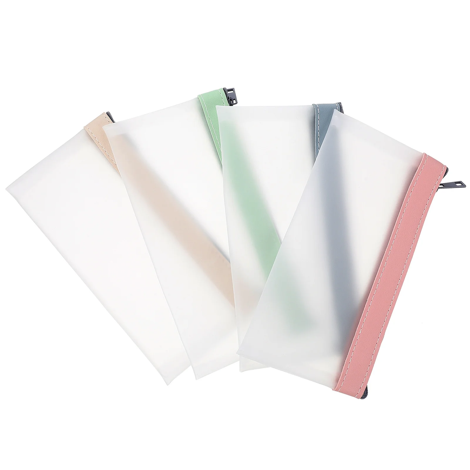 

4pcs Large Capacity Pencil Pouch Transparent Waterproof Pen Case Simple Style Student School Supplies Organizer Storage Bag