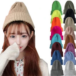 New Candy Colors Winter Hat Women Knitted Hat Warm Soft Trendy Hat Kpop Style Wool Beanie Elegant All-match Hat