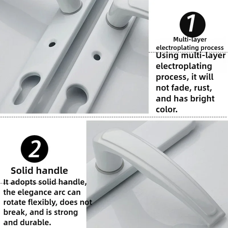 Old-fashioned Flat Door Handle Lock Balcony Bedroom Household Suitable for 35mm-45mm Thick Doors Plastic Steel Door Lock