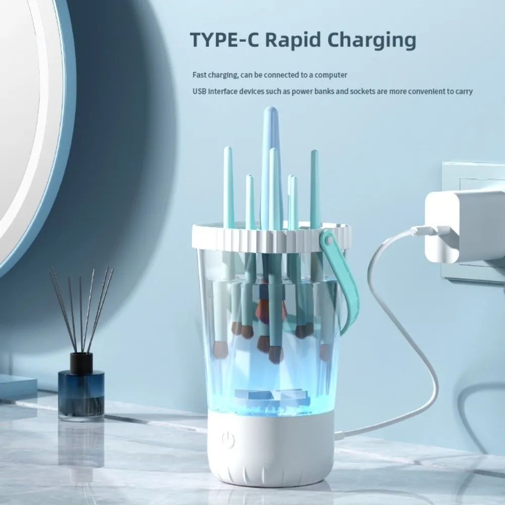 Transparent Electric Makeup Brush Cleaner and Dryer Fast Cleaning Efficient Deep Clean Automatic Cosmetic Washing Tool