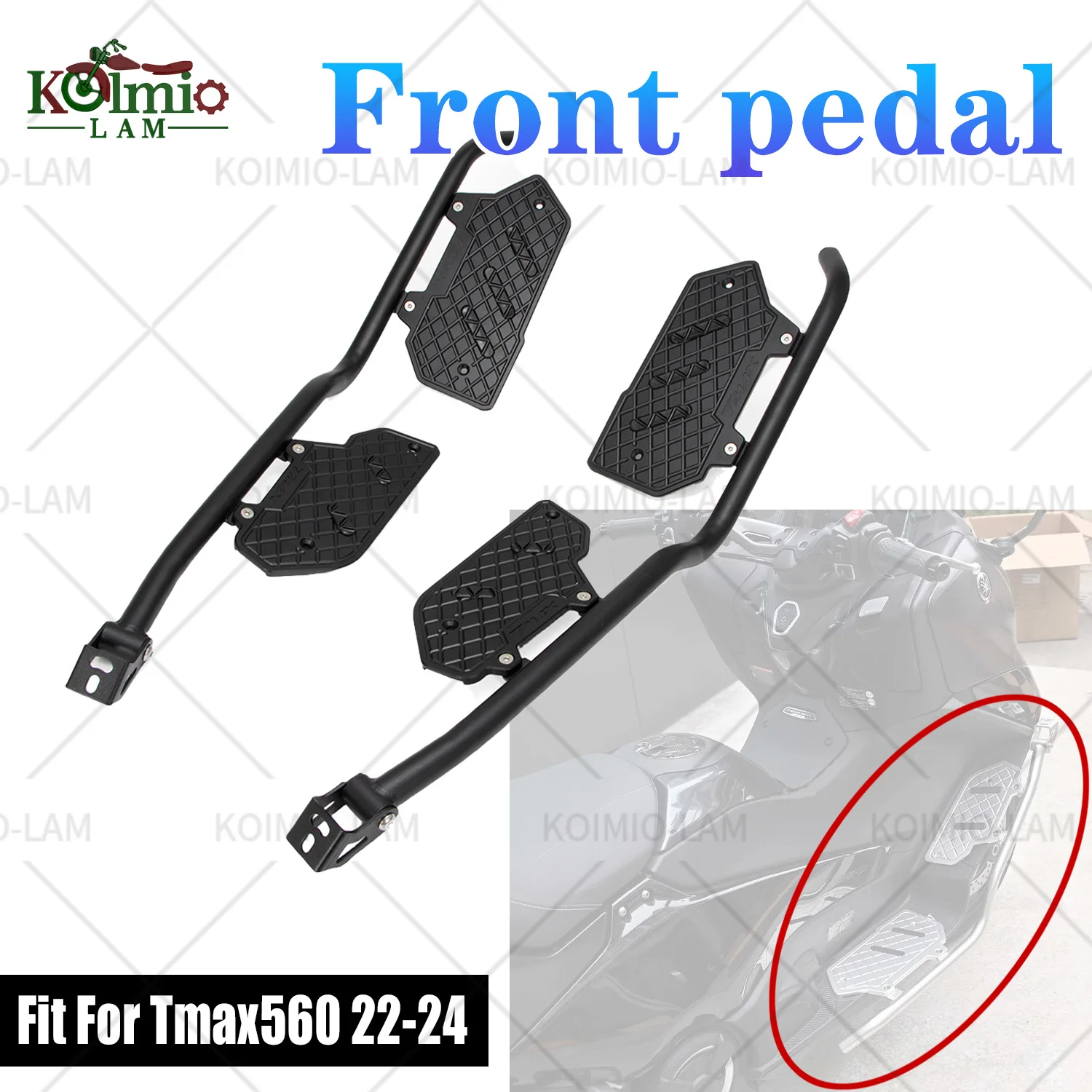 

For YAMAHA TMAX560 2022 - 2024 Motorcycle Black Footrest Pedal Footpeg Footboard Pedal Bumper Protector