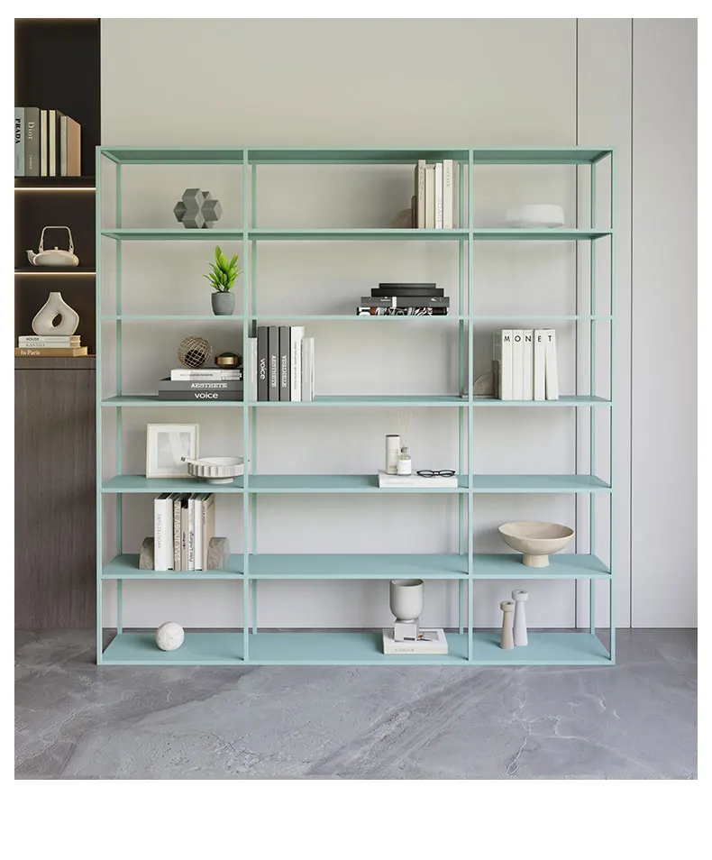 LLMM floor rack wrought iron metal storage rack partition household bookcase