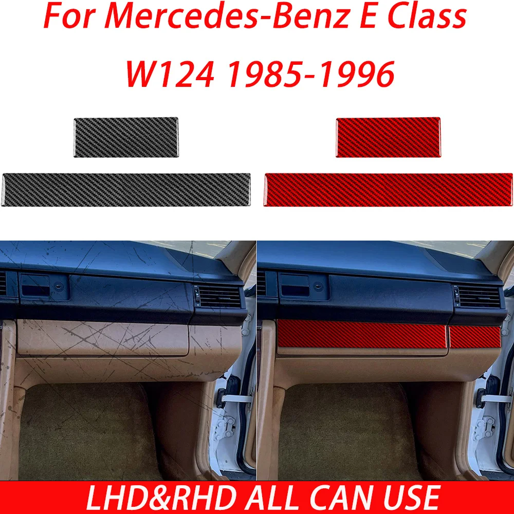 For Mercedes-Benz E Class W124 1985--1996 Carbon Fiber Glove Box Panel Car Interiors Trim Accessories Decorations Stickers