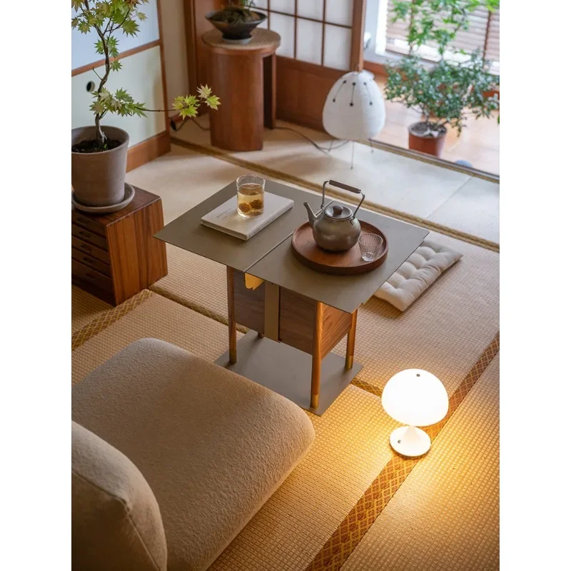 A3 stacked several solid wood foldable mobile small apartment living room high-end coffee table new Chinese tea table bay window
