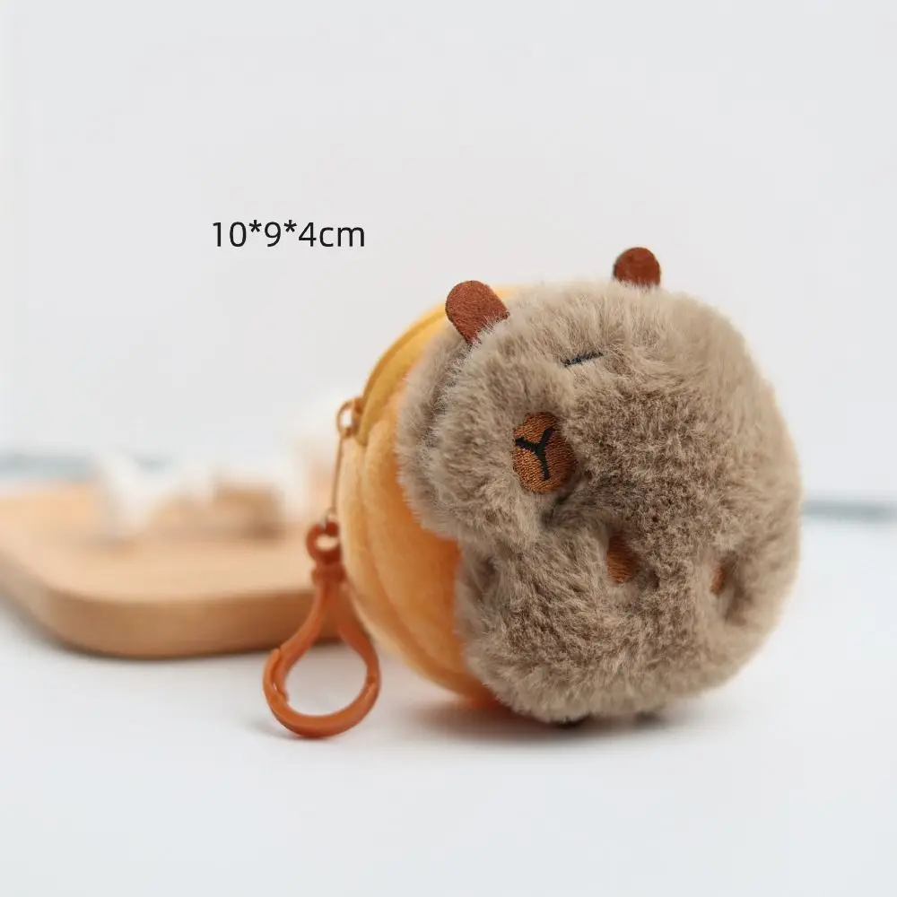 Creative Capybara Plush Coin Purse Keychain Cartoon Round Bags Pendant Funny Mini Headphones lipstick Headphone Storage Bag image 4