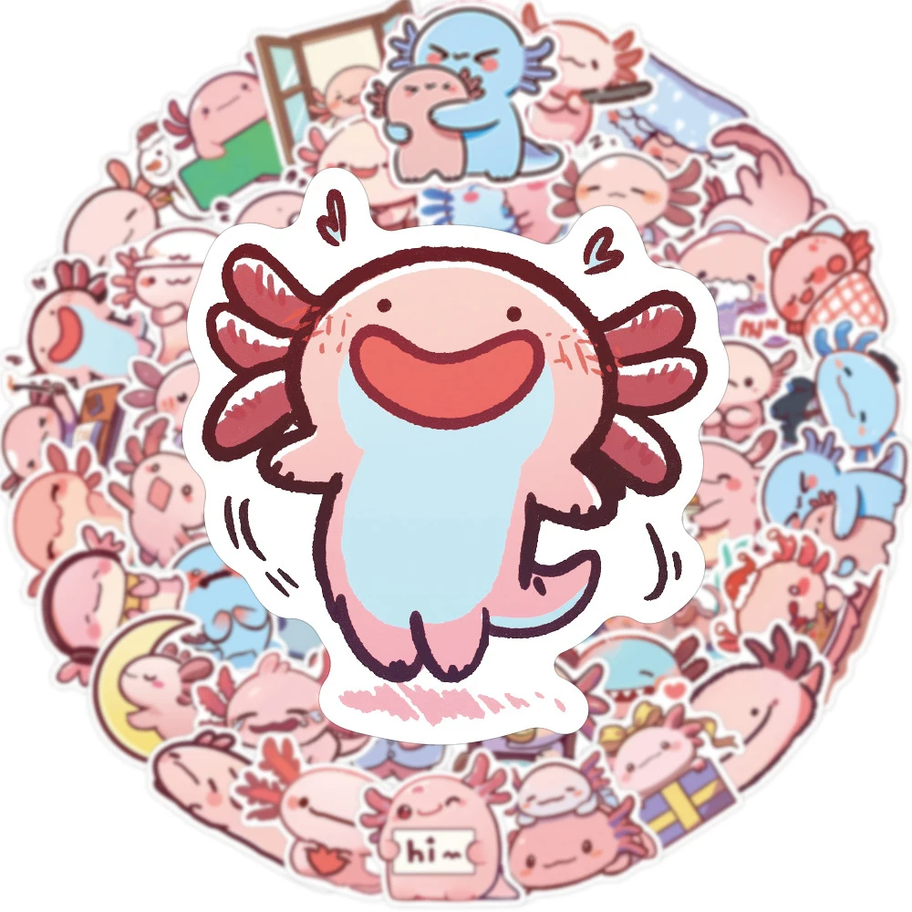 10/30/50pcs 재미 있은 Axolotl 만화 동물 스티커 귀여운 장식 전사 술 DIY 물병 전화 가방 Kawaii 스티커 어린이 장난감