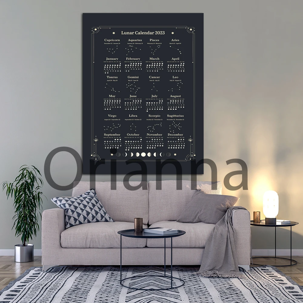 Hd Print Picture 2023 Moon Phase Calendar Canvas Painting Wall Art Nordic Posters Modular Cuadros Home Decor For Living Room