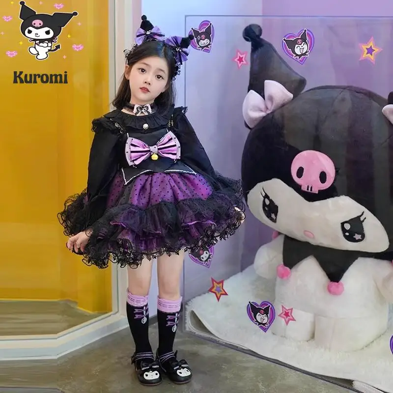 

Girl Anime Skirt Summer Dress Kuromi New Cartoon Fashion Sling Lolita Princess Dress Kawaii Children Puffed Skirt Birthday Gift