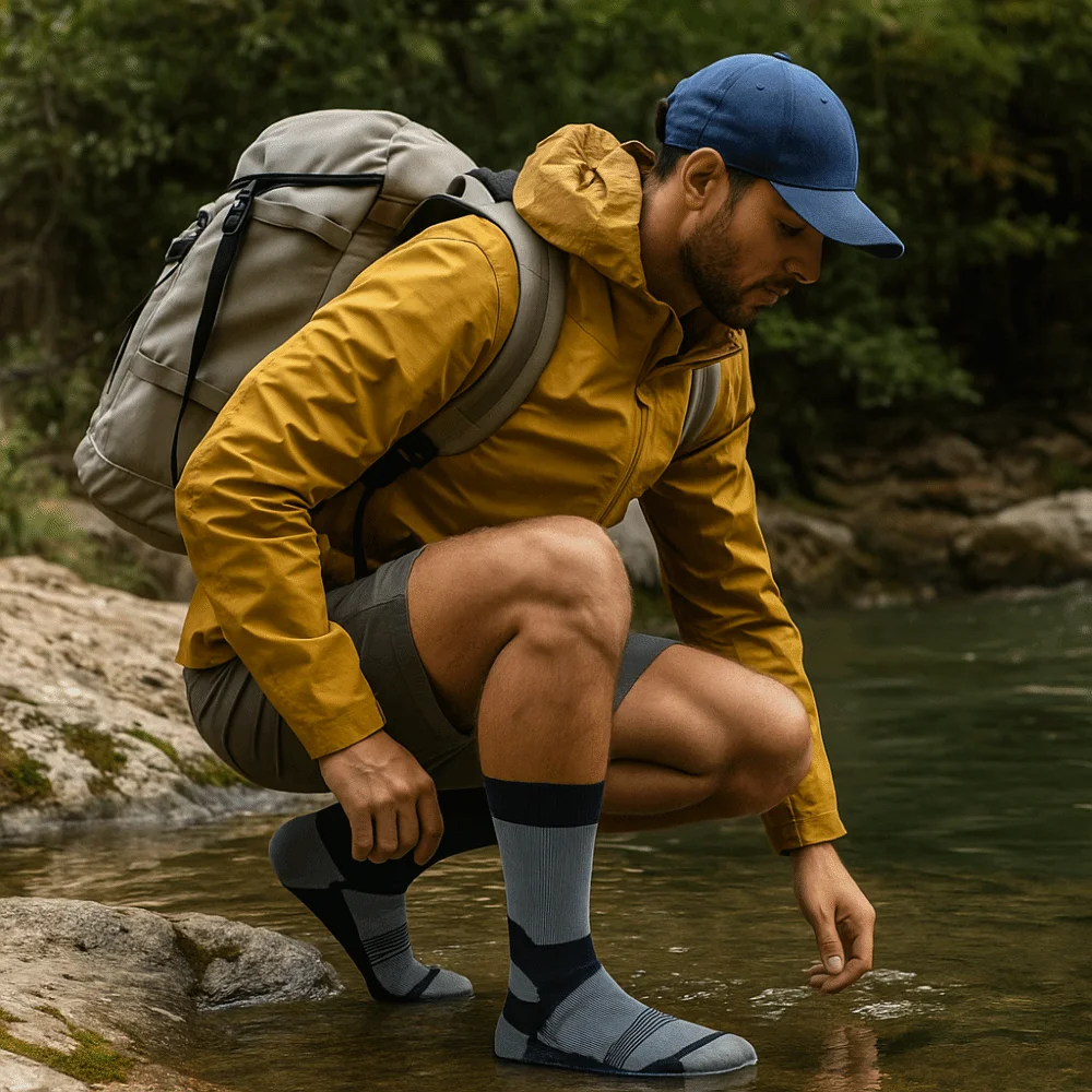 Warme Socken, dicke Herren, wasserdichte Socken, bequeme, atmungsaktive Skisocken, feuchtigkeitsableitende, verschleißfeste Outdoor-Socken, Wandern