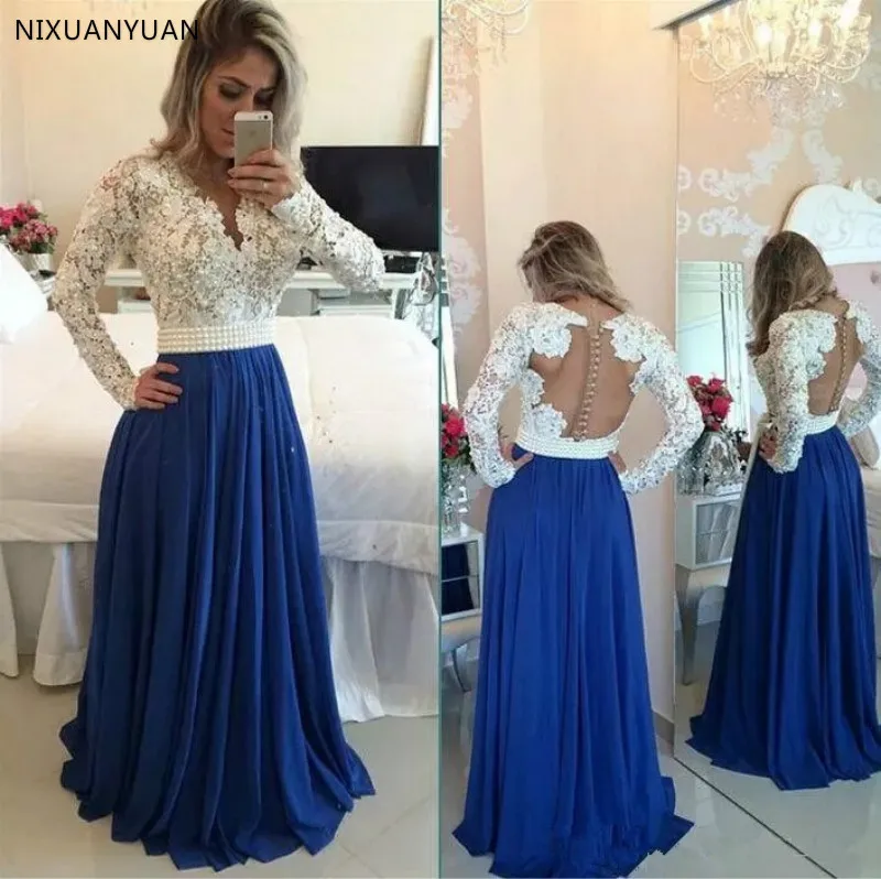 Laço 2023 branco e azul mãe do noivo vestidos colorido transparente manga longa vestido da mãe elegante beautifu vestido da mãe