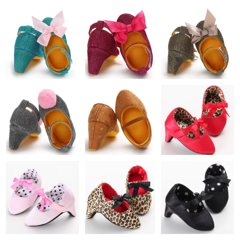 Spring Autumn Girl Baby Children's Shoes with Beautiful Bow Detail High Heels Design for Little Princess Footwear
