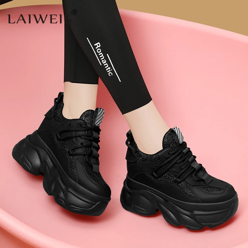 Zapatillas de deporte con tacón oculto para mujer, calzado de plataforma para exteriores, zapatos informales para caminar y gimnasio, aumento de altura