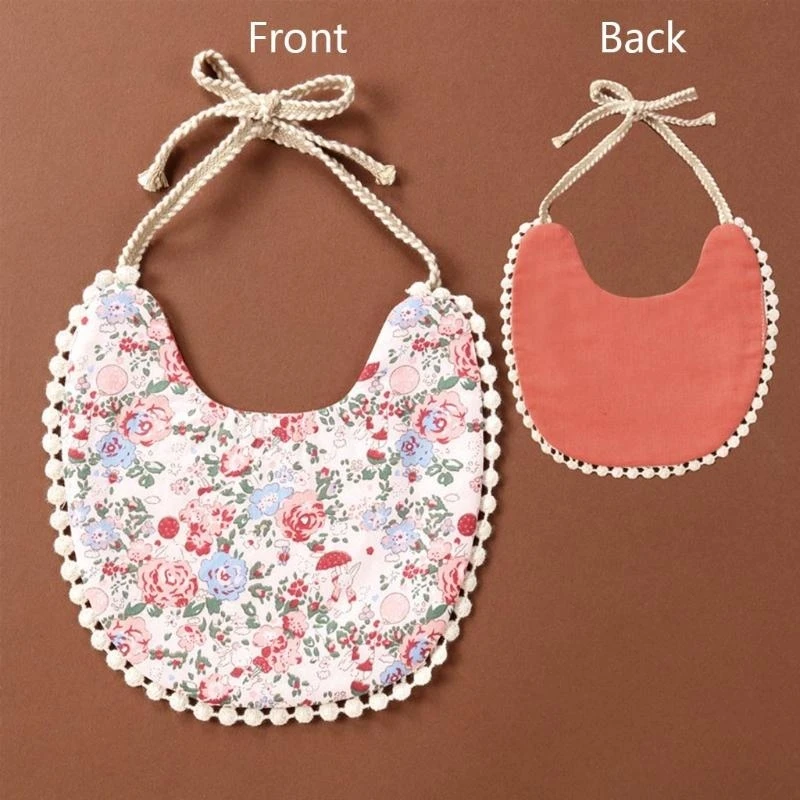 

J15U детские хлопковые льняные нагрудники с принтом, двухстороннее полотенце для кормления слюной, бандана, шарф для
