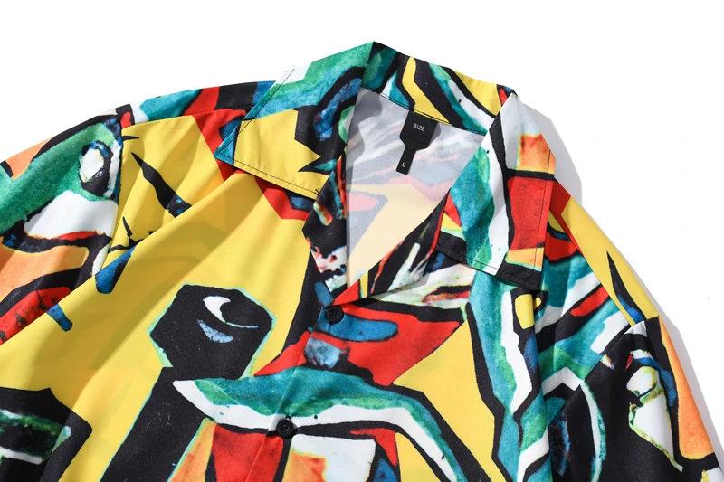 Dark Icon Graffiti Full Print Retro Shirts Man Holiday Beach Hawaiian Shirts Outerwear Clothing