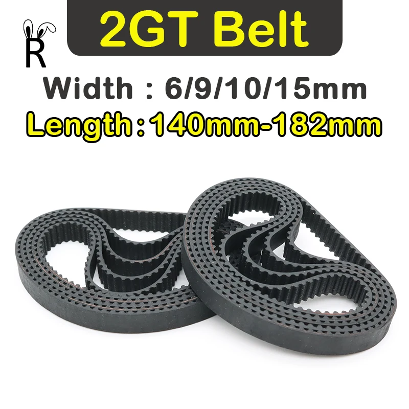 Belt Length 140mm-182mm 2GT Timing Belt Width 6/9/10/15mm 2M 3D Printer Belt Rubber Closed Loop Pulley Belt Synchronous Belt GT2