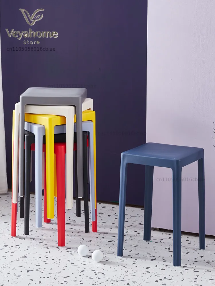 Plastic square stool thickened adult household dining table high bench modern simple fashion creative square stool high stool