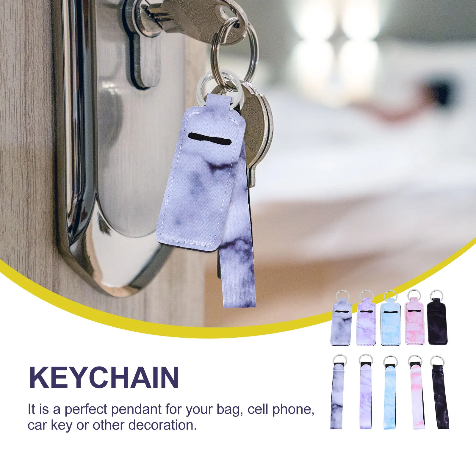 

10pcs Lipstick Keychain Holder With Wristlet Strap Compact Portable Key Ring Pouch For Storage Lipstick Keyring