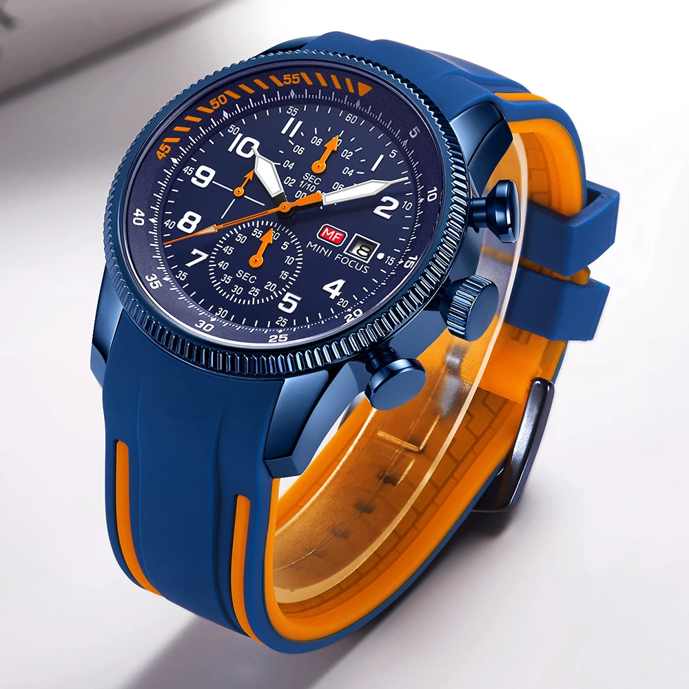 MINI FOCUS Electronic Quartz Mens Watches Auto Date Wristwatch Water Resistant Clock Gift for Men Relogio Masculino 0379G