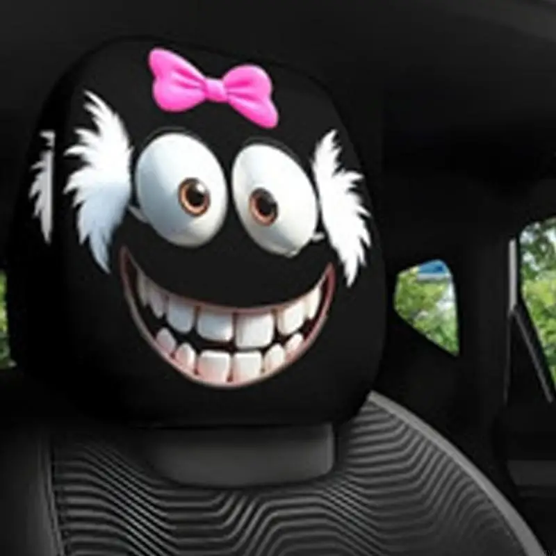 Machine Washable Automotive Headrest Covers With Eye Catching Patterns For Festive Vehicle Decoration D7YA