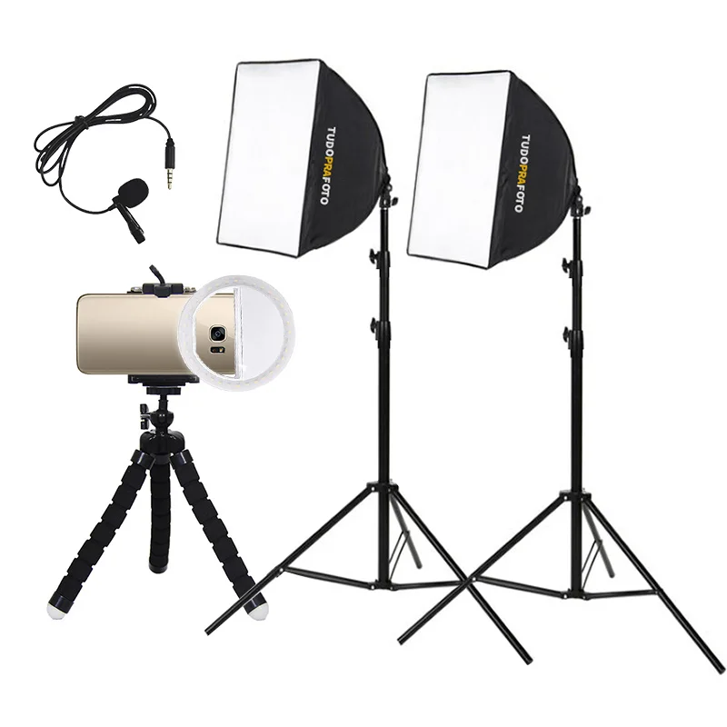 Youtuber Studio For Mobile Phone Softbox Mini Ring Light - Bronze 110V