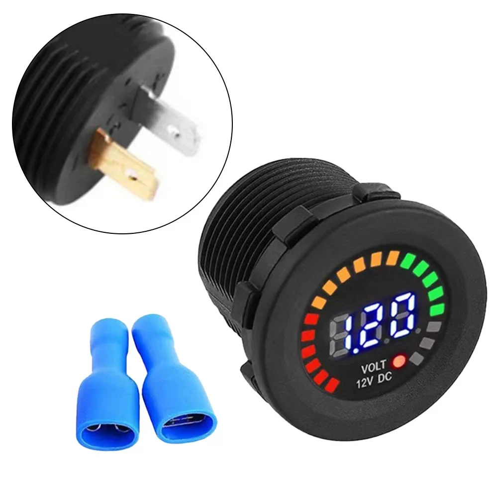 

DC 12v-24v Waterproof LED Voltage Meter For Automotive And Motorcycle Battery Voltmeter Round Panel Voltage Meter Volt Detector