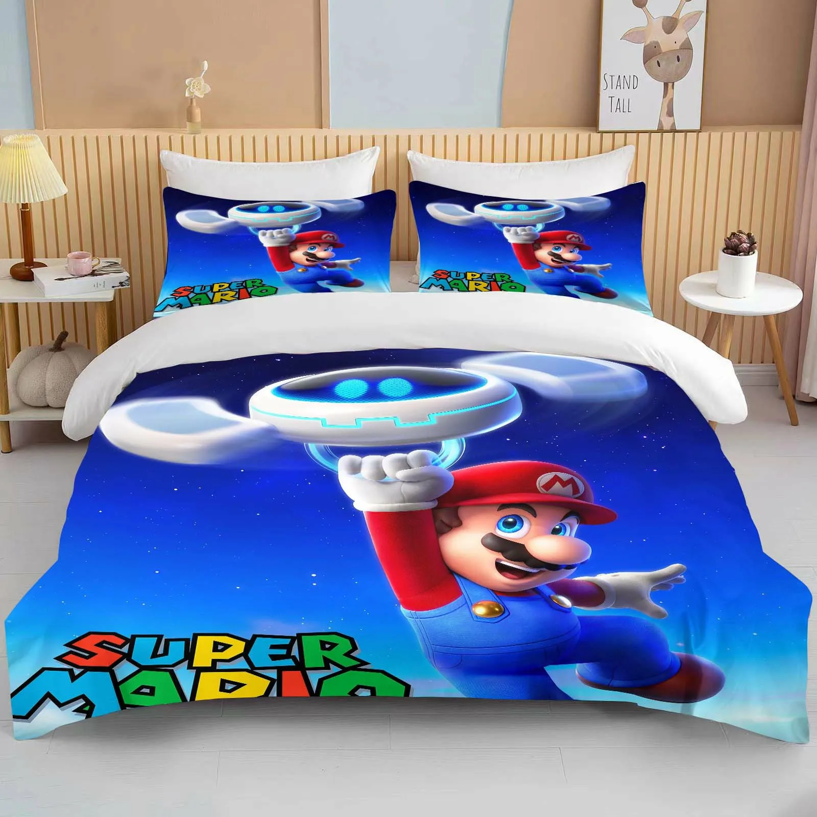 Game Super Mario Print Bedding Set Duvet Cover 1 Duvet Cover 2 Pillowcases Adult and Children Bedding Set Luxury Birthday Gift