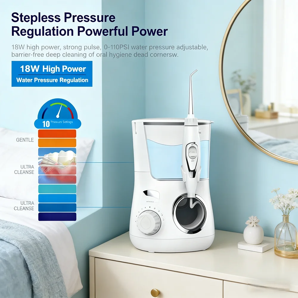 

Электрический ирригатор для полости рта, 10 режимов, 5 сменных насадок, водный флоссер для чистки зубов, здоровья десен, от неприятного запаха изо рта