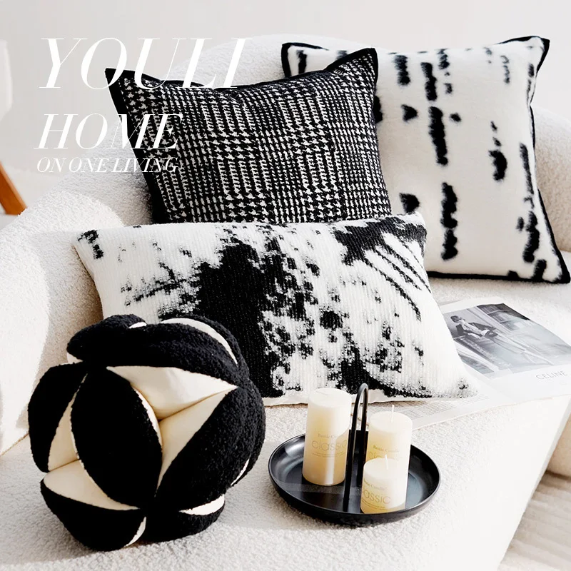 

Black Series Elegant Luxury Sofa Pillowcase Living Room Decorative Cushion Couch Backrest Throw Pillow Cover for Home Decoration
